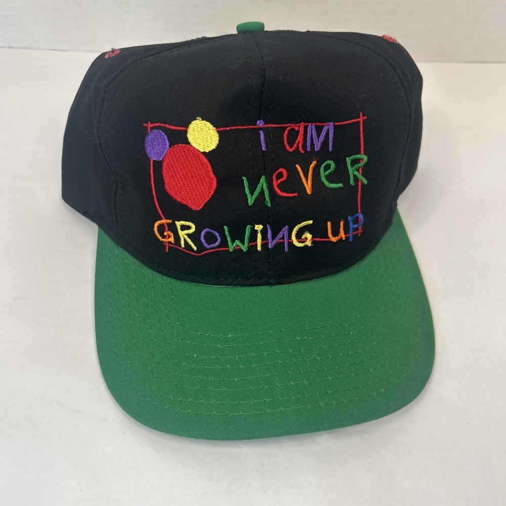 Vintage Disney Hat Cap Snapback  Multicolor I am Never Growing Up Mickey Mouse